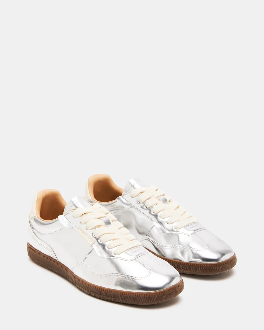 EMPORIA Silver Low-Top Lace-Up Sneakers | Women's Sneakers | Steve Madden (US)