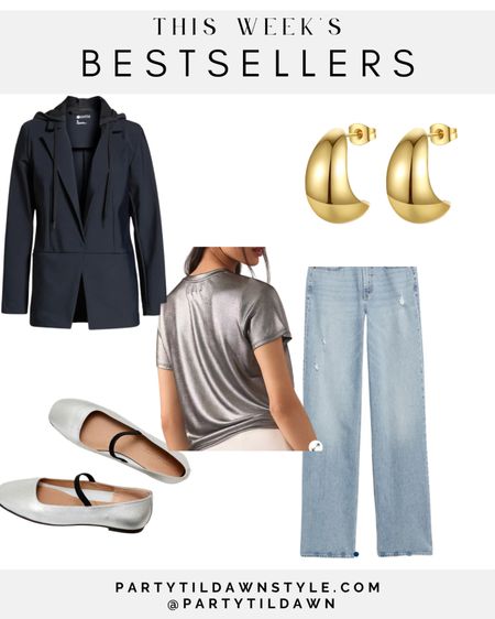 Bestsellers!! 

Nordstrom Zella Blazer
Amazon earrings
Anthropologie metallic tee
Madewell Ballet flats
Old Navy Wide leg jeans



#LTKover40 #LTKxMadewell #LTKstyletip