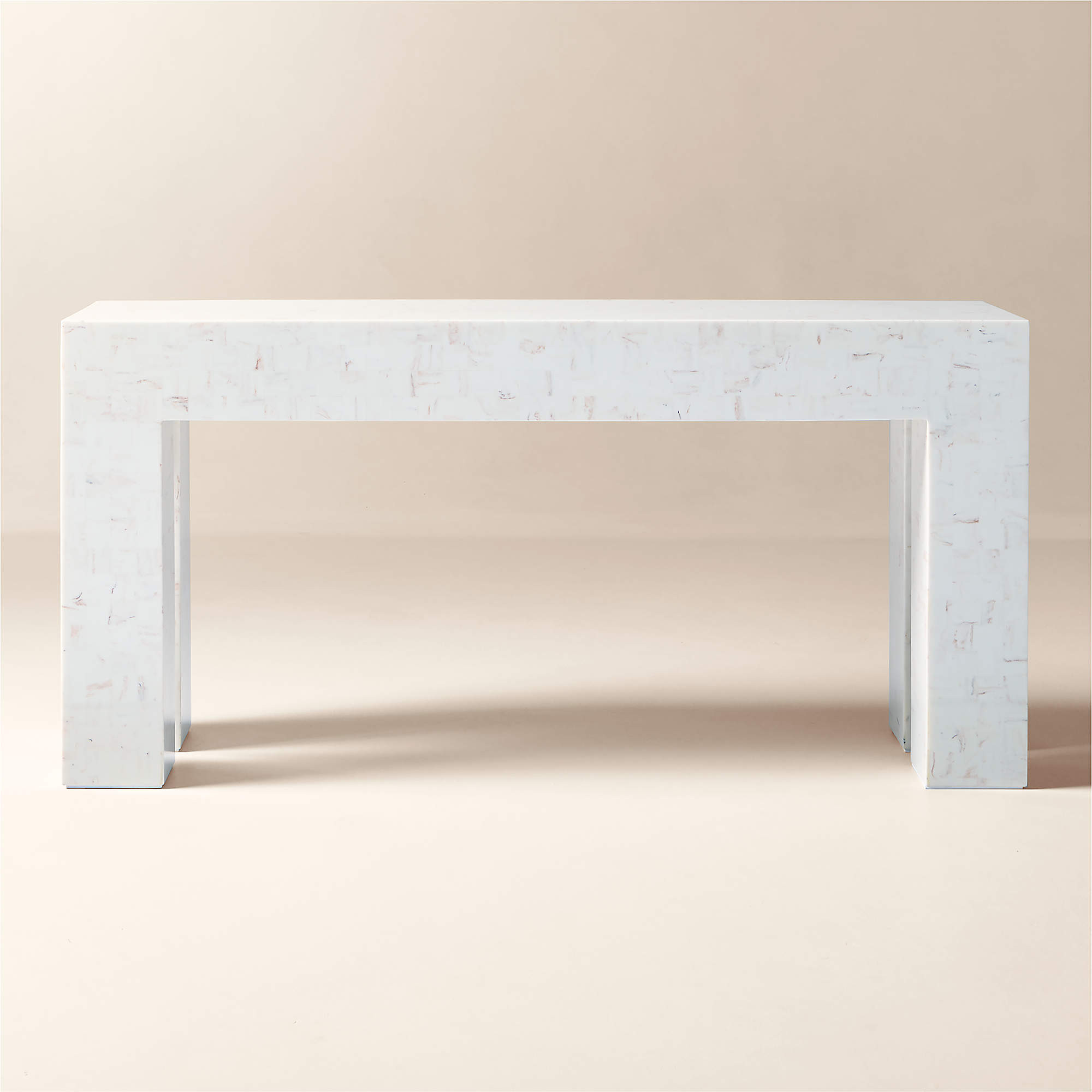 Scatola White Tiled Resin Console Table + Reviews | CB2 | CB2