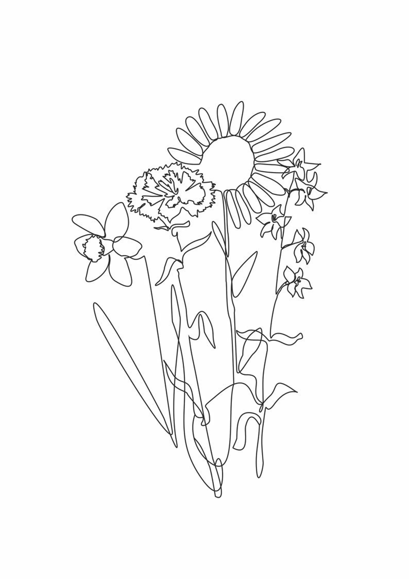 Tattoo Flowers Custom Family Birth Flower Bouquet Design, Tattoo One Line Commission, Hand Drawn ... | Etsy (US)