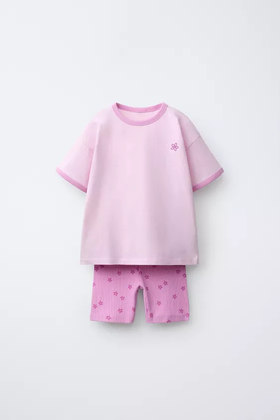 FLORAL CYCLING SHORTS AND T-SHIRT SET | Zara US