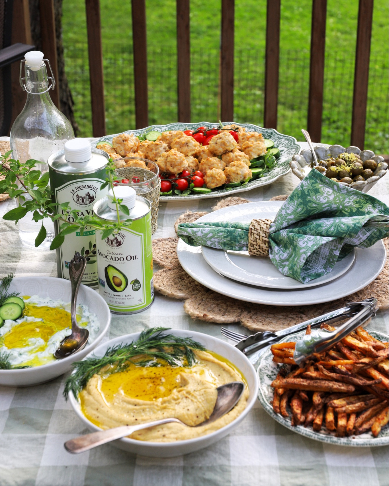 Olive Oil & Avocado Oil Dinner Party Essentials! With a beautiful green tables-cape, the ingredients really stand out and feel cohesive at the same time. Herbs potted in terracotta pots act as the centerpiece and make the whole theme feel super fresh and natural.

All the recipes can be found on my blog kaylaskitchandfix.com!

#LTKhome #LTKxAnthro #LTKunder50