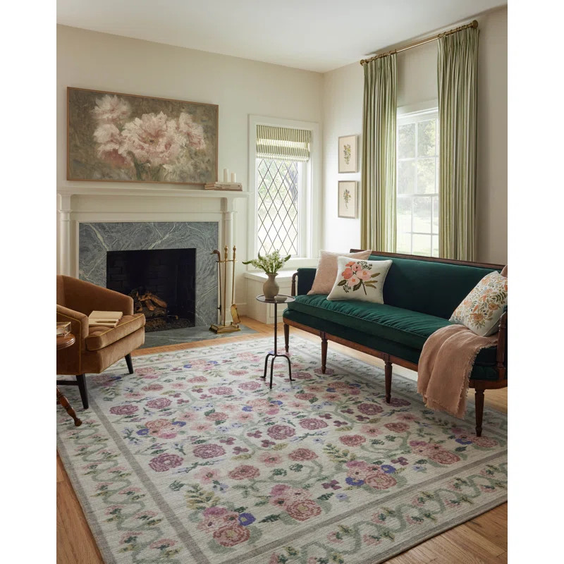 Rifle Paper Co. x Loloi Rosa Ivory Area Rug | Wayfair North America