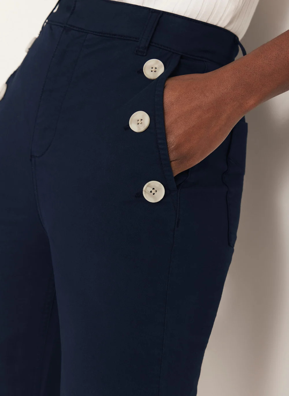 SHOP THE LOOKNavy Button Detail TrousersWAS£89.00NOW£39.00Colour: NavySize Guide
  
Length:Shor... | Mint Velvet
