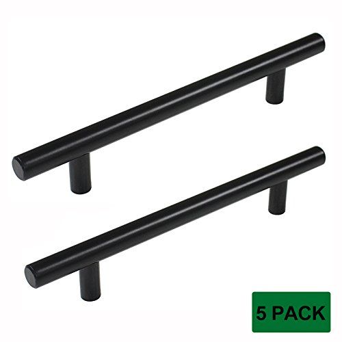 Probrico Flat Black Modern Cabinet Hardware Cupboard Pull Kitchen Cabinet T Bar Handle Dresser Knobs | Amazon (US)