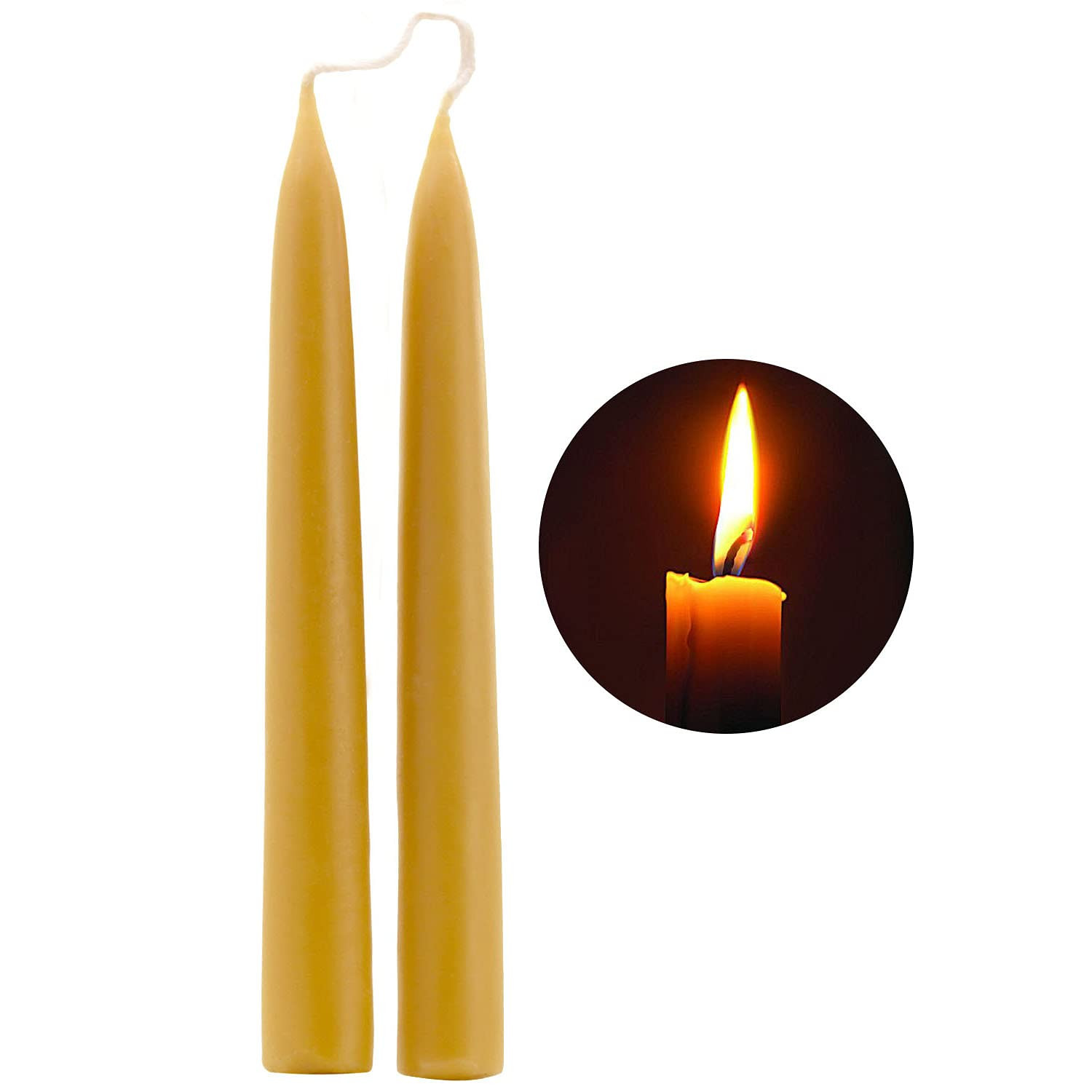 8 inch Natural Beeswax Taper Candles Set of 2, DEYBBY Smokeless and Dripless Beeswax Candles, 8Hr... | Amazon (US)