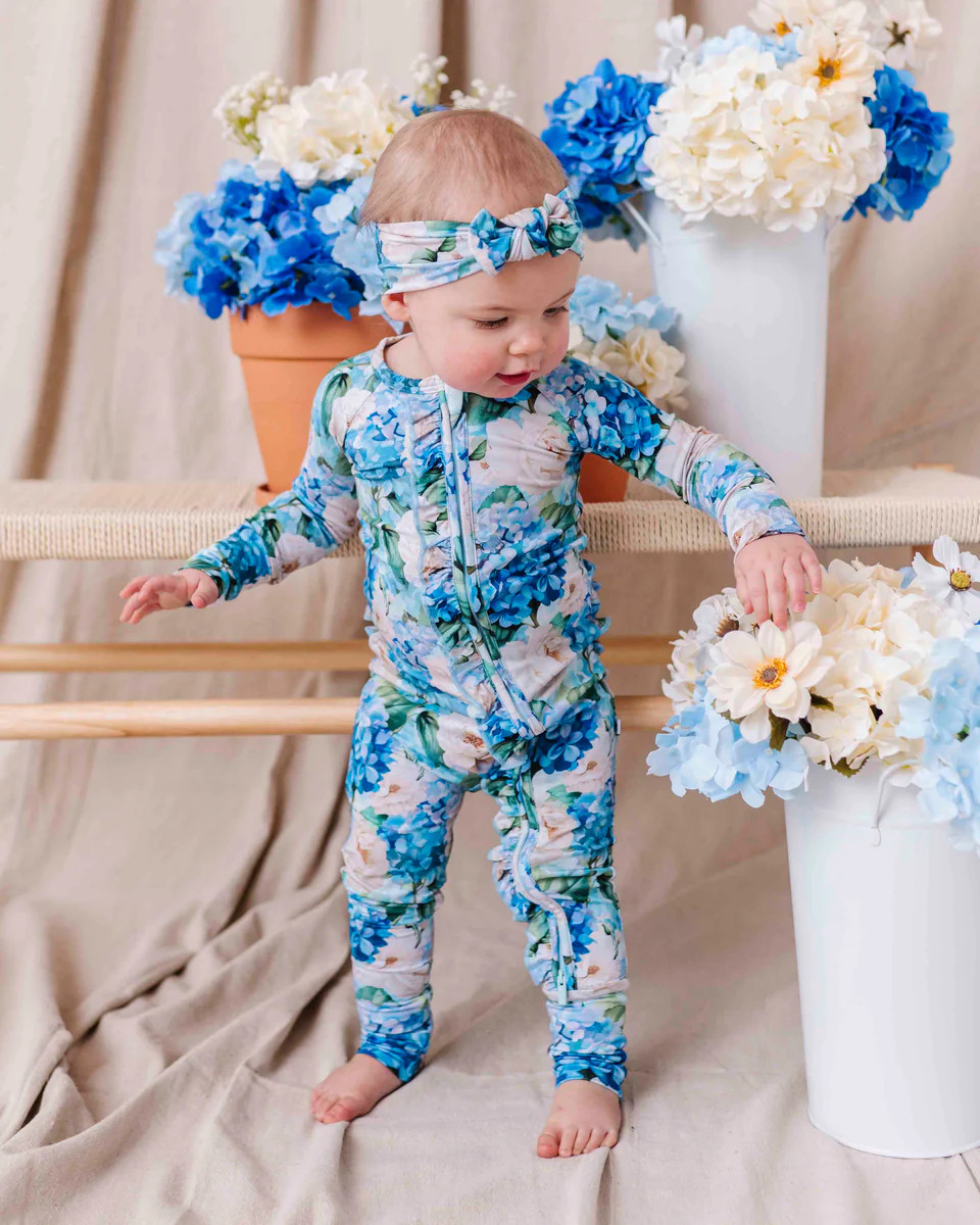 Once in a Blue Bloom Convertible Ruffle Romper | Bums & Roses