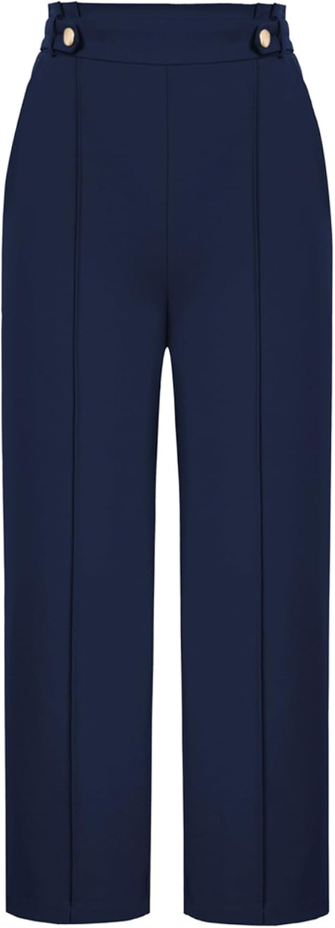 GRACE KARIN Women's Straight Leg Cropped Work Pants Elastic High Waist Wide Leg Business Casual S... | Amazon (US)