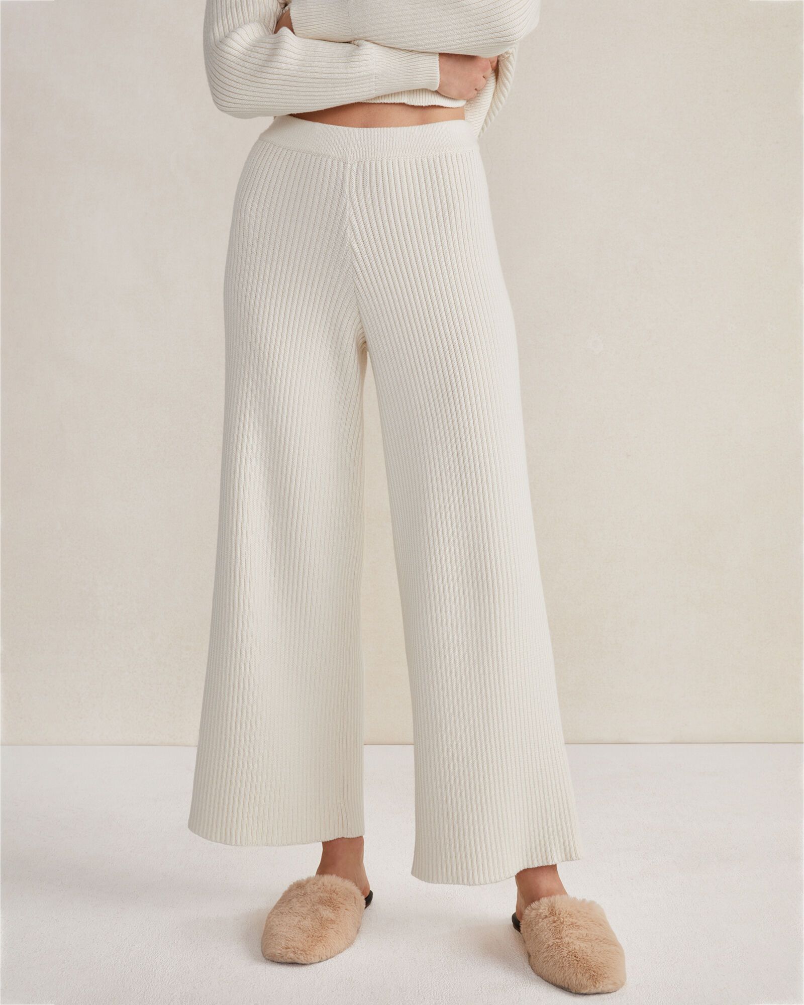 Organic Cotton Wide Leg Rib Knit Pants | Haven Well Within