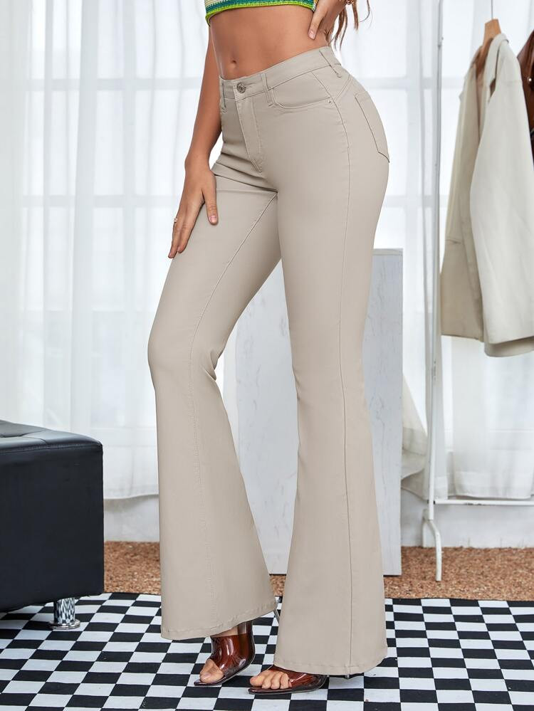 SHEIN Tall Vlak Dames jeans Knoop Zak Rits | SHEIN