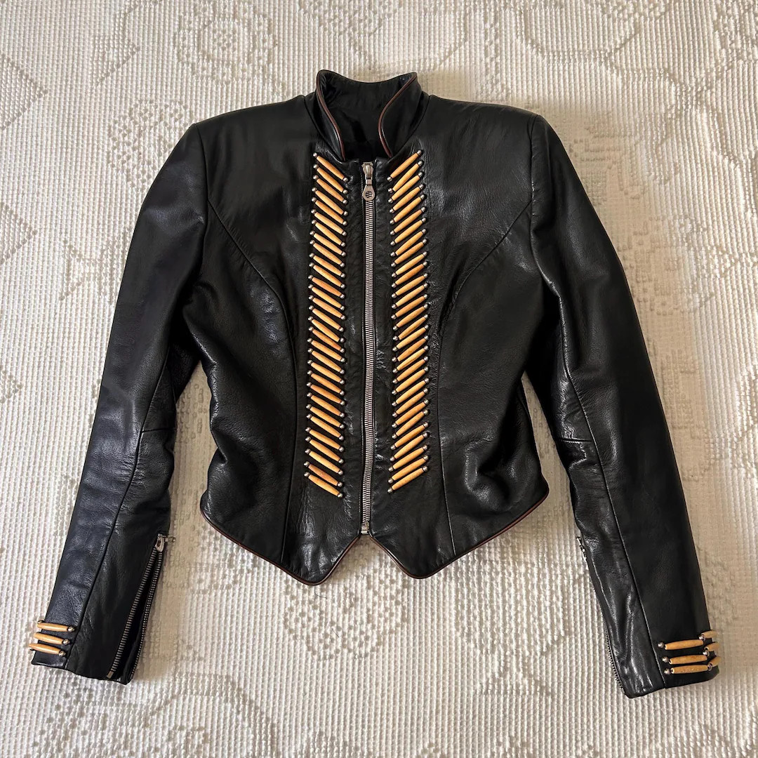 Moto Napoleon Beaded Leather Jacket, Military Hussar Biker Babe Jacket | Etsy (Global)