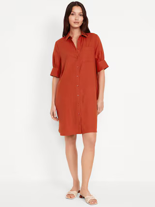 Linen-Blend Shirt Dress | Old Navy (US)