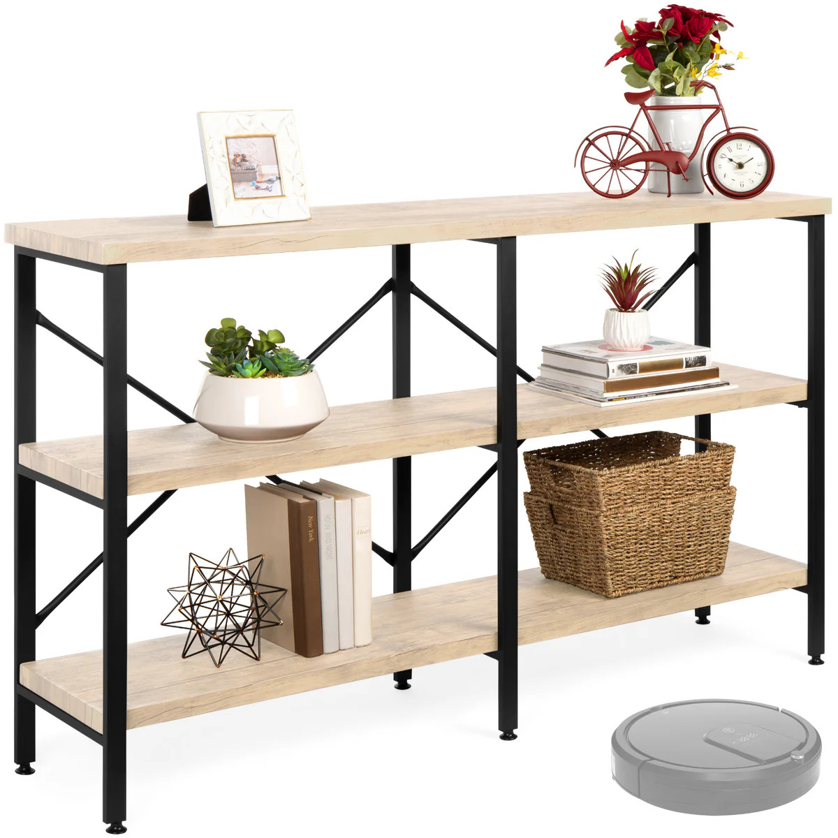 3-Tier Industrial Hallway Console Table for Living Room, Entry Way - 55in | Best Choice Products 