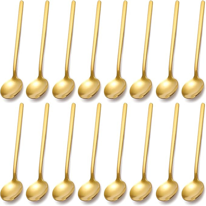 Jucoan 16 Pack Espresso Spoons, 5 Inch Mini Coffee Spoons, Gold Plated Stainless Steel Teaspoons ... | Amazon (US)