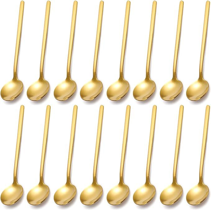 Jucoan 16 Pack Espresso Spoons, 5 Inch Mini Coffee Spoons, Gold Plated Stainless Steel Teaspoons ... | Amazon (US)