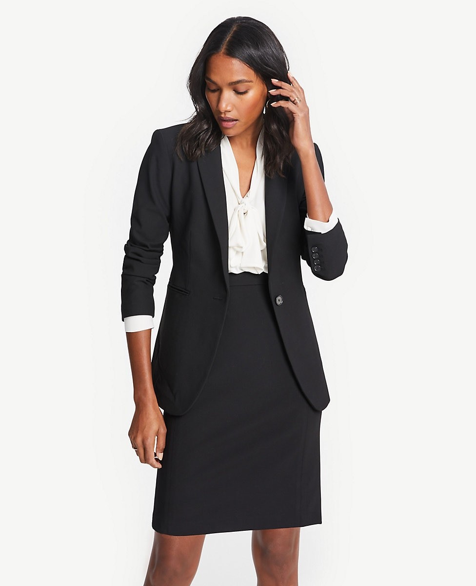 The Long One-Button Blazer in Bi-Stretch | Ann Taylor | Ann Taylor (US)