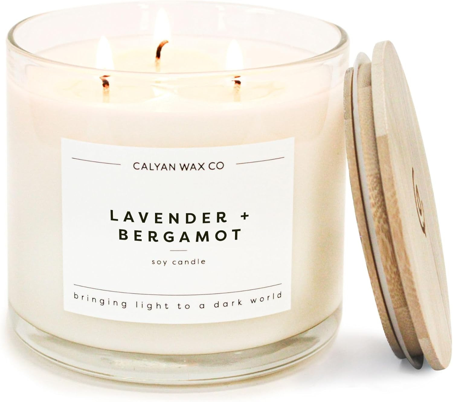 Calyan Wax Co. Lavender & Bergamot 3 Wick Scented Candle - 43 Hour Burn - Luxury 3 Wick Soy Candl... | Amazon (US)