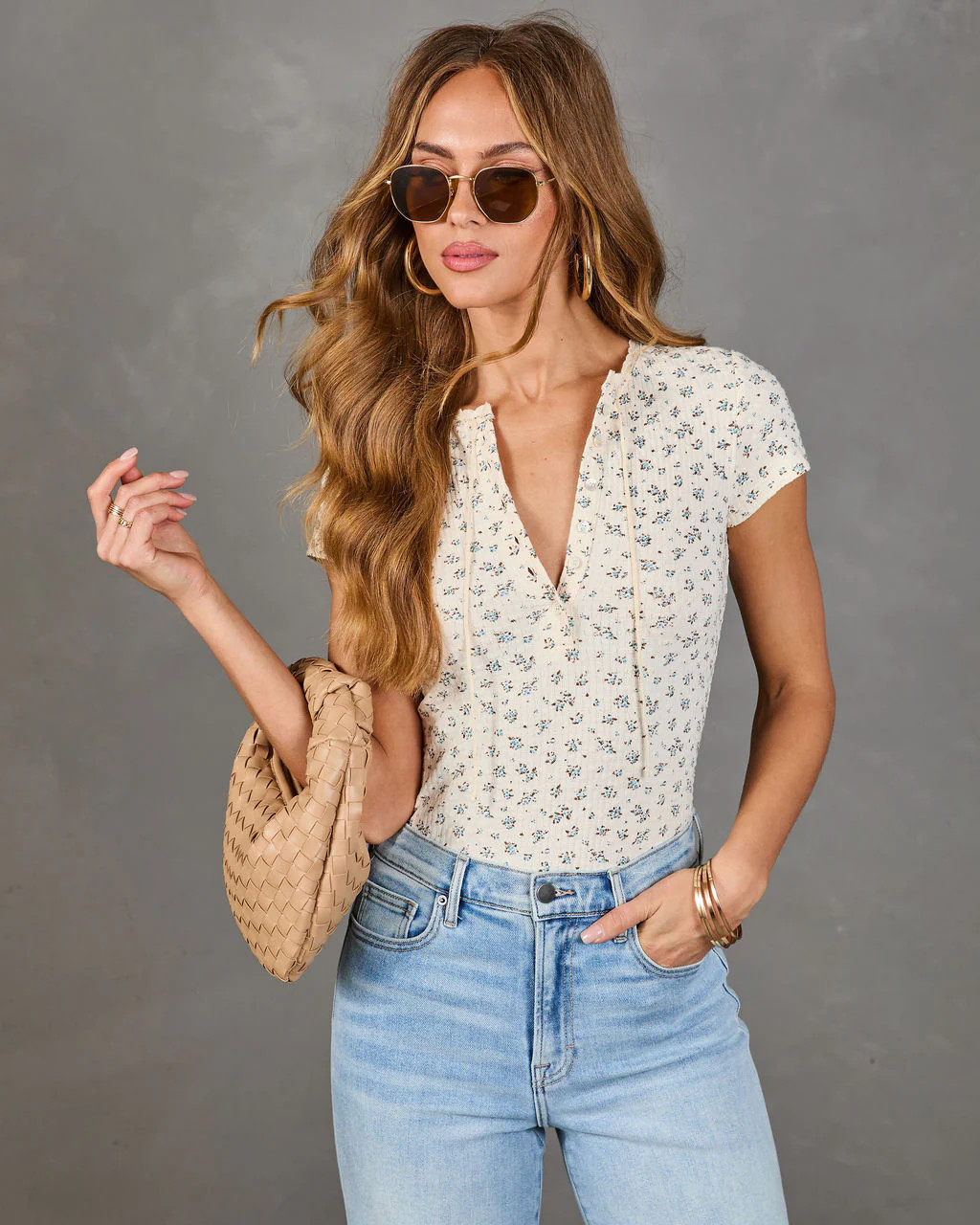 Blooming Free Henley Thermal Floral Top | VICI