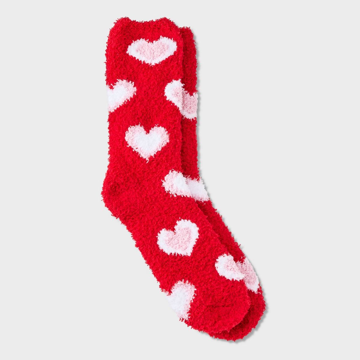 Women's Concentric Hearts Valentine's Day Cozy Crew Socks - Red 4-10 | Target
