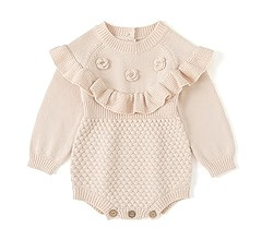 Simplee kids Baby Girls Kint Romper Fall Long Sleeve Rompers Newborn Baby Solid Overall Jumpsuit ... | Amazon (US)