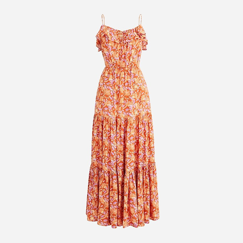 Tiered maxi dress in painted block print | J. Crew US