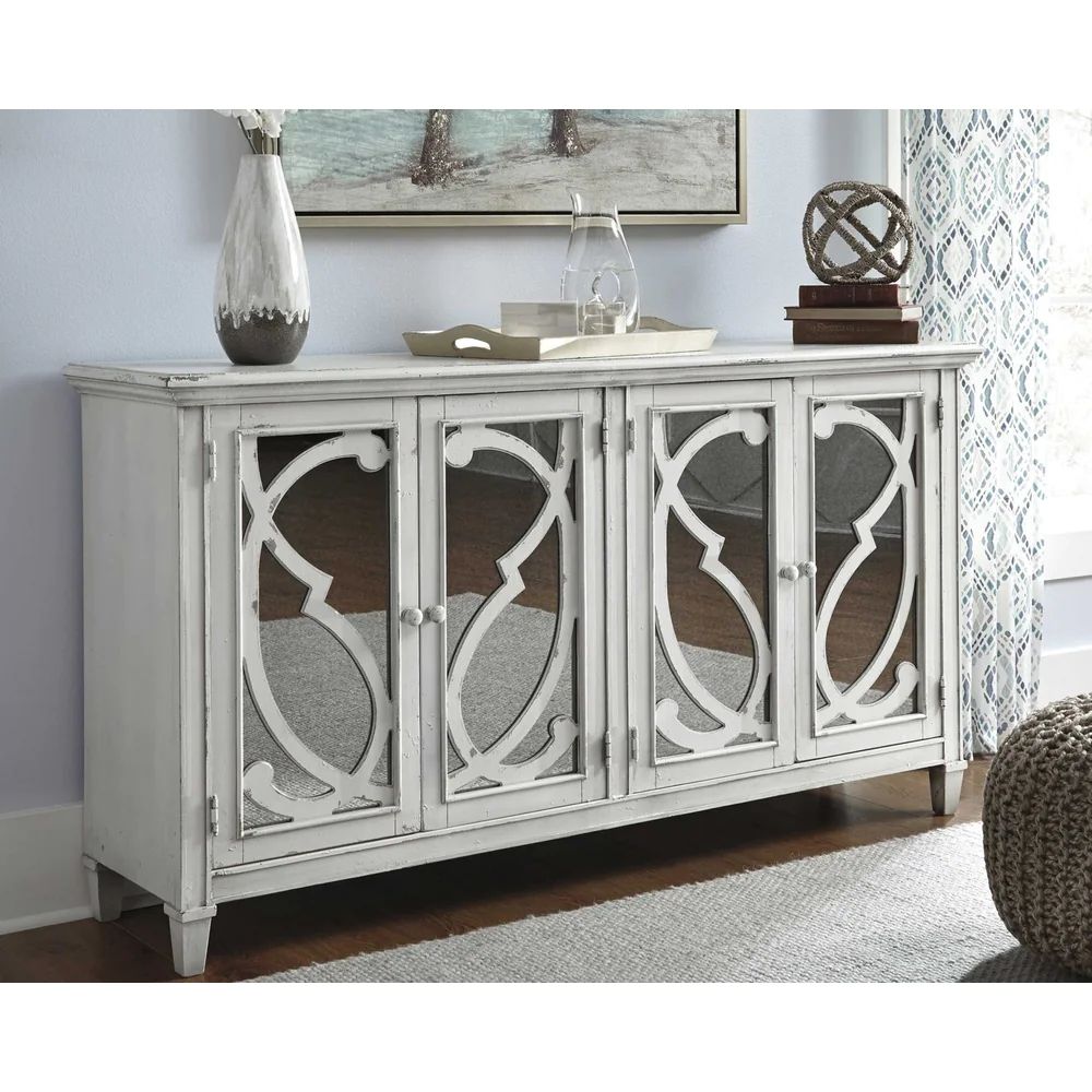 Mirimyn Antique White Vintage Casual Accent Cabinet (Gray) | Bed Bath & Beyond