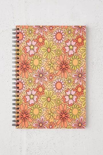 Doodle By Meg For Deny Groovy Flowers In Orange Spiral Notebook | Urban Outfitters (US and RoW)