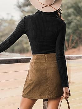 CUPSHE Women's Autumn High Waist Button Front Outdoor Casual Skirts with Zipper Mini Wrap Skirt | Amazon (US)