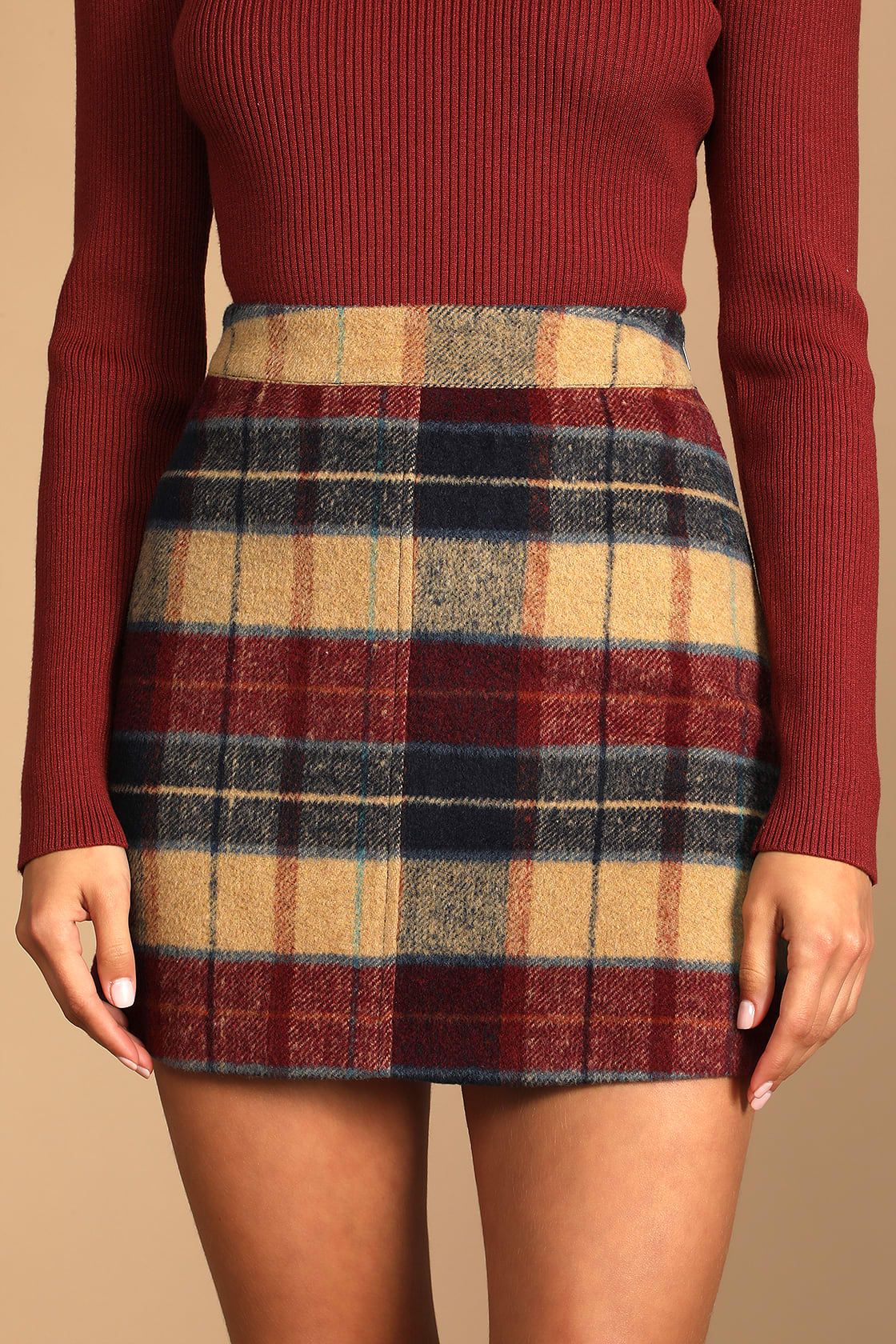 Mad for Plaid Burgundy Multi Plaid Mini Skirt | Lulus (US)