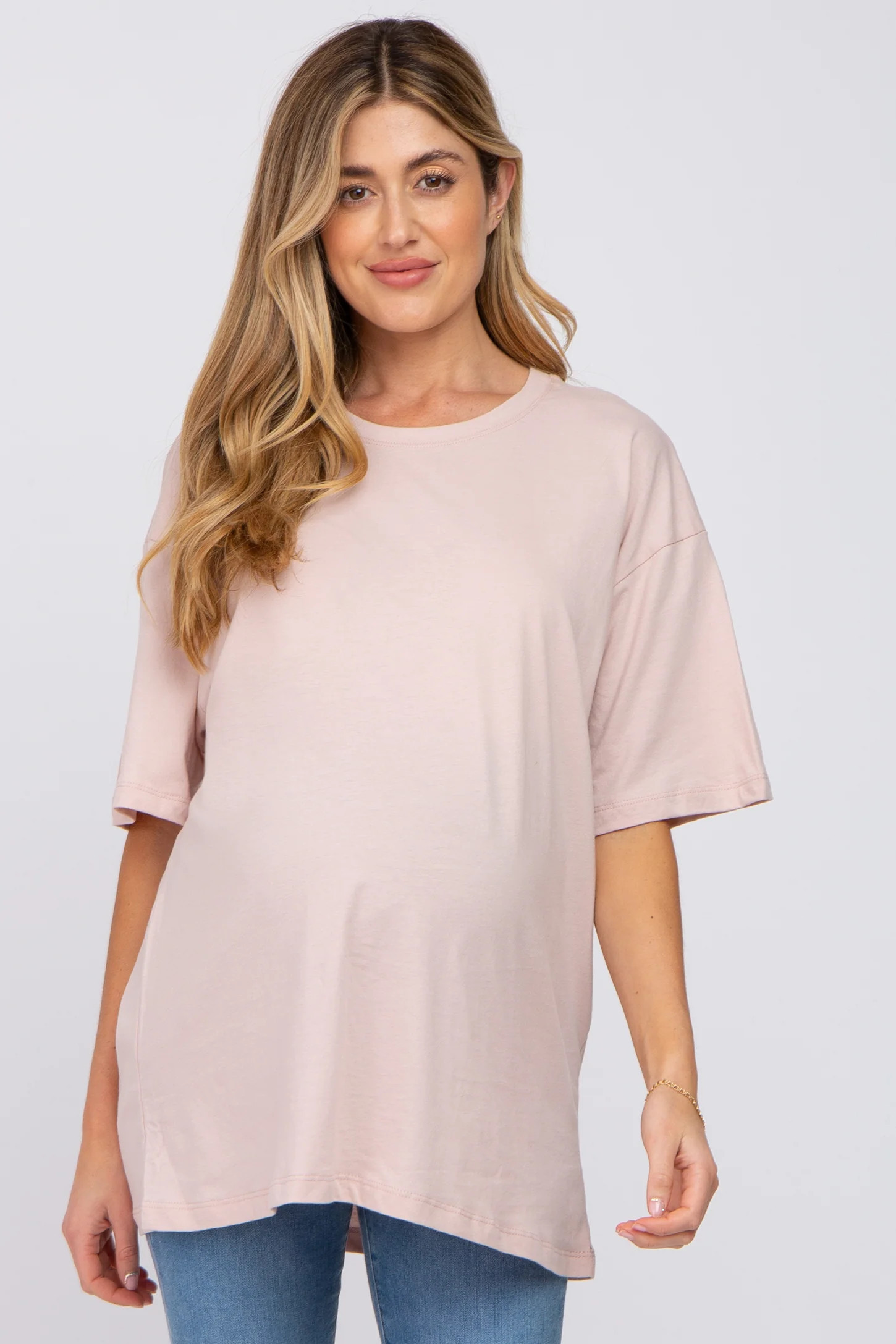 Light Pink Basic Oversized Maternity Tee | PinkBlush Maternity