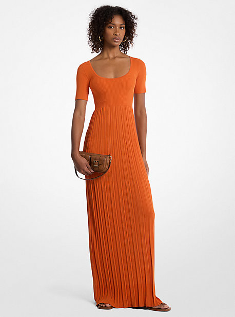 Ribbed Stretch Knit Midi Dress | Michael Kors US