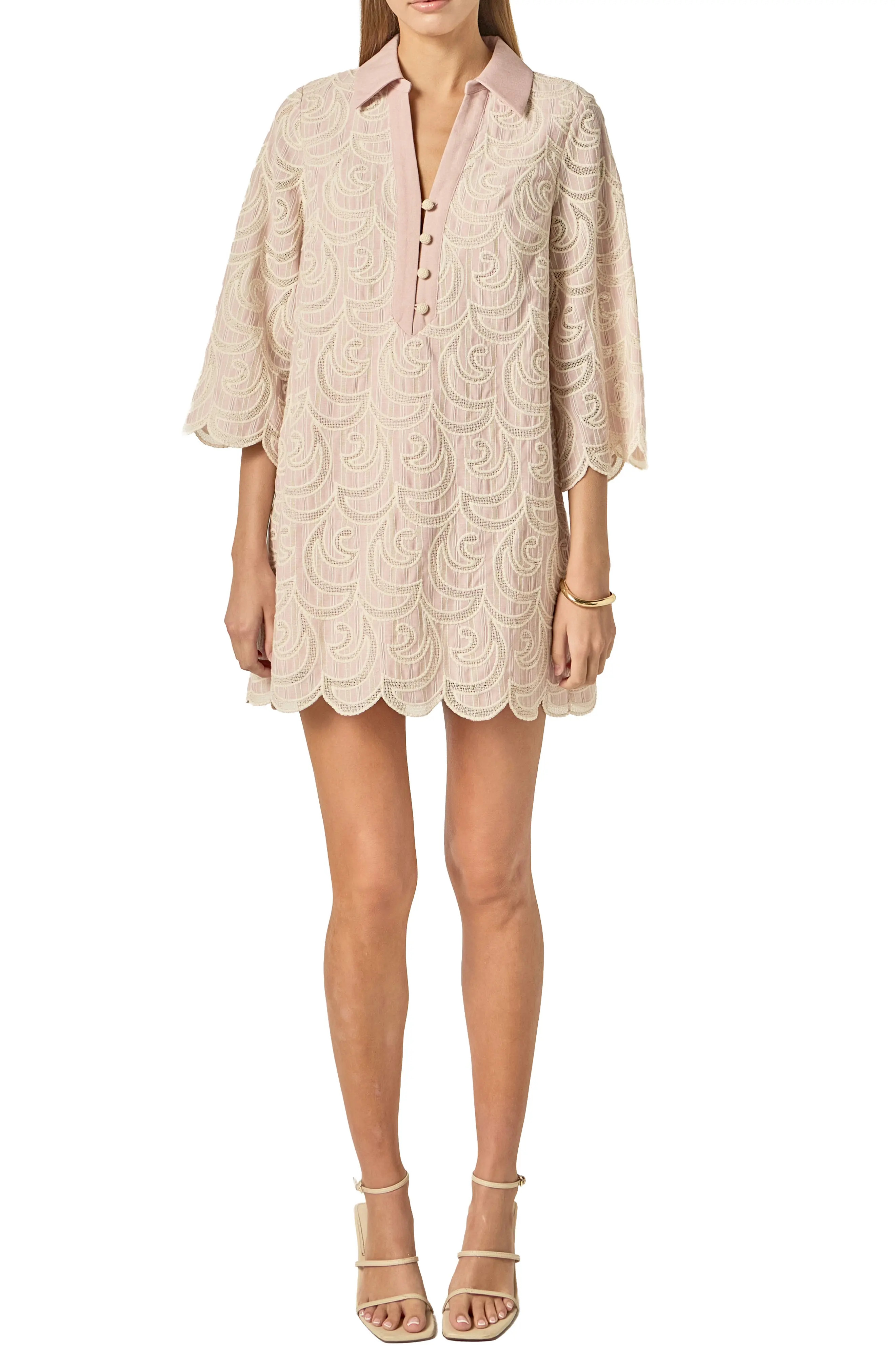 Embroidered Scallop Hem Minidress (Women) | Nordstrom | Nordstrom