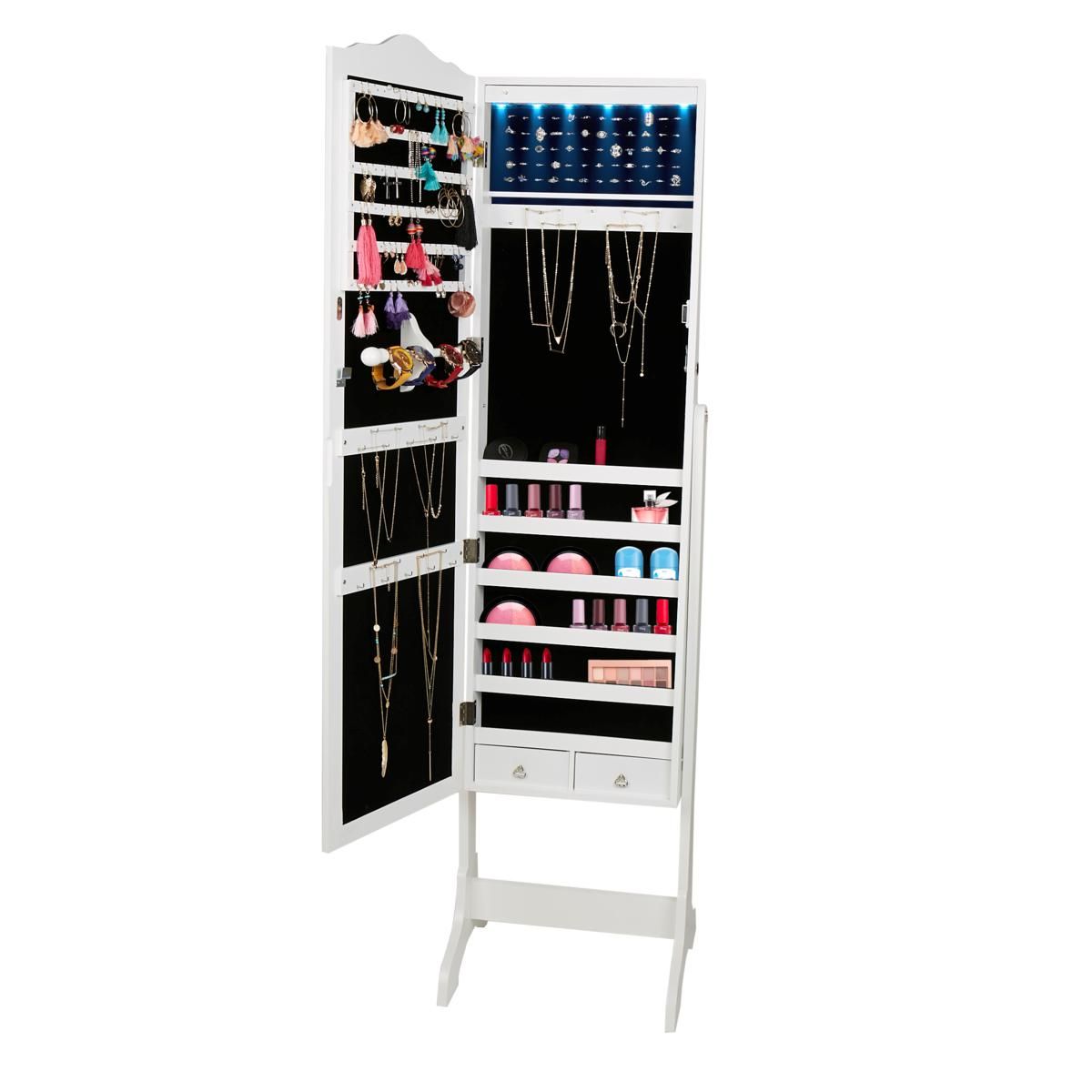 Mind Reader Standing Jewelry Cabinet with Mirror & 14 LED Lights - 9646046 | HSN | HSN