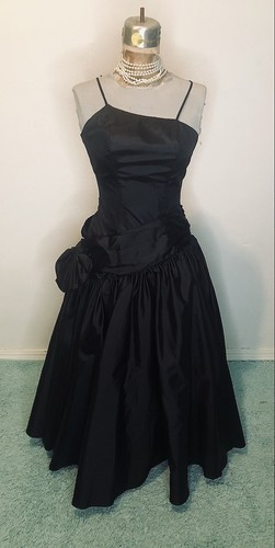 Vintage 80s Prom Pinup Taffeta Drop Waist Dress  | eBay | eBay CA