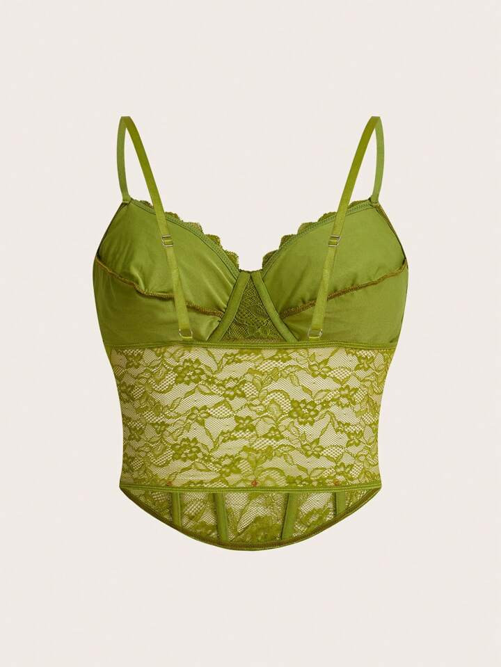 SHEIN ICON Plus Size Corset Plus Size Lace Cami Top, For Summer | SHEIN