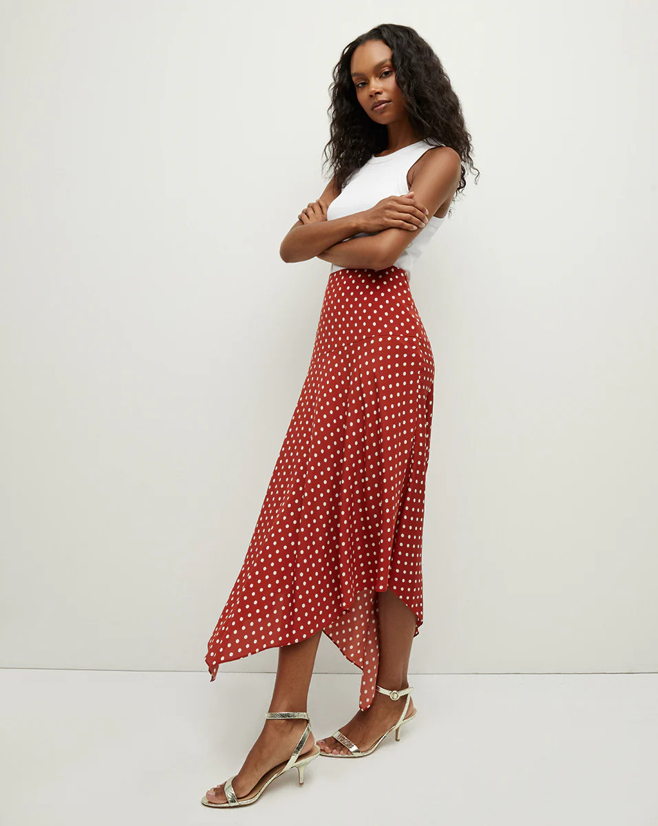 Rosemary Polka-Dot Skirt in Brick Red/Ecru | Veronica Beard | Veronica Beard