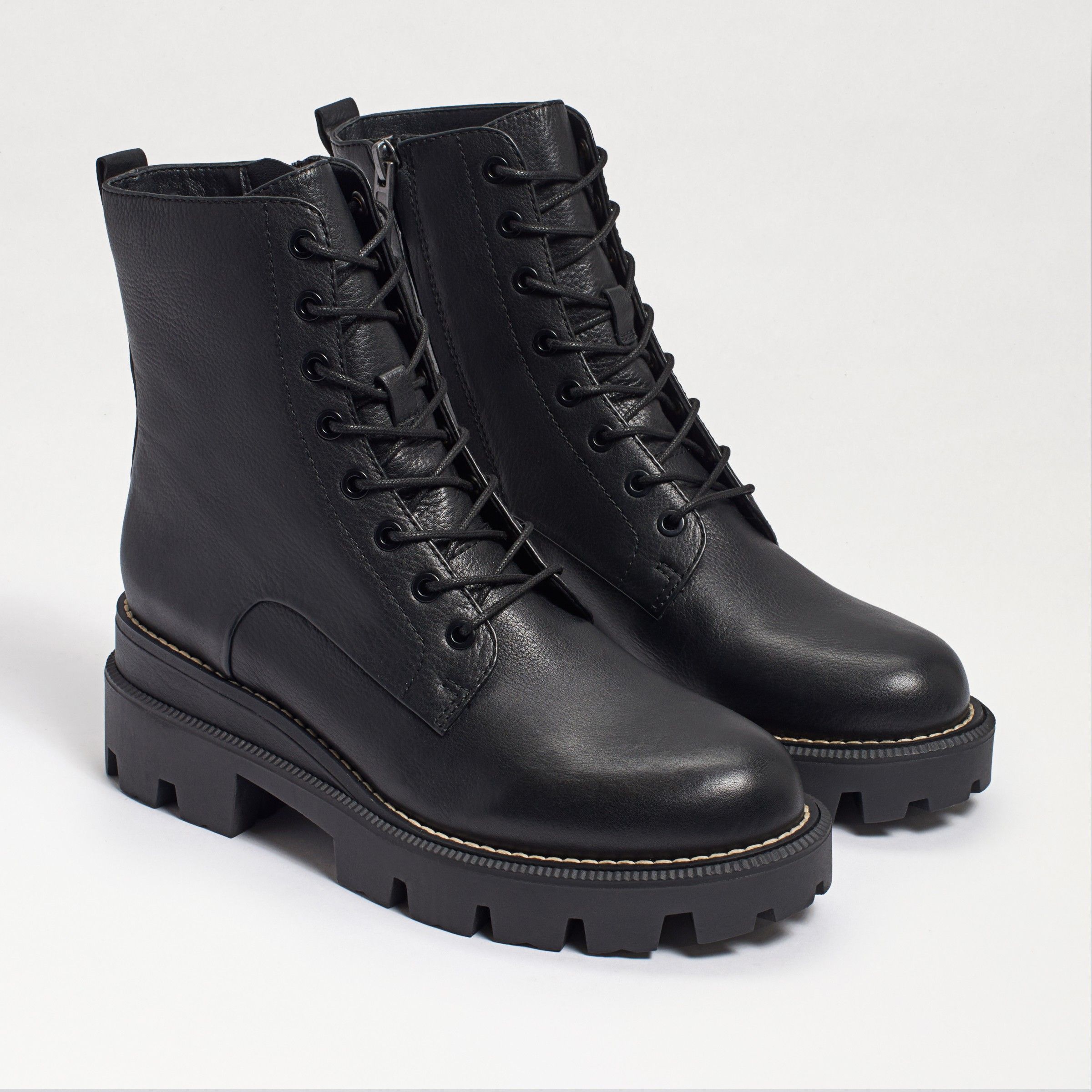 Sam Edelman Garret Combat Platform Boot Black Leather | Sam Edelman