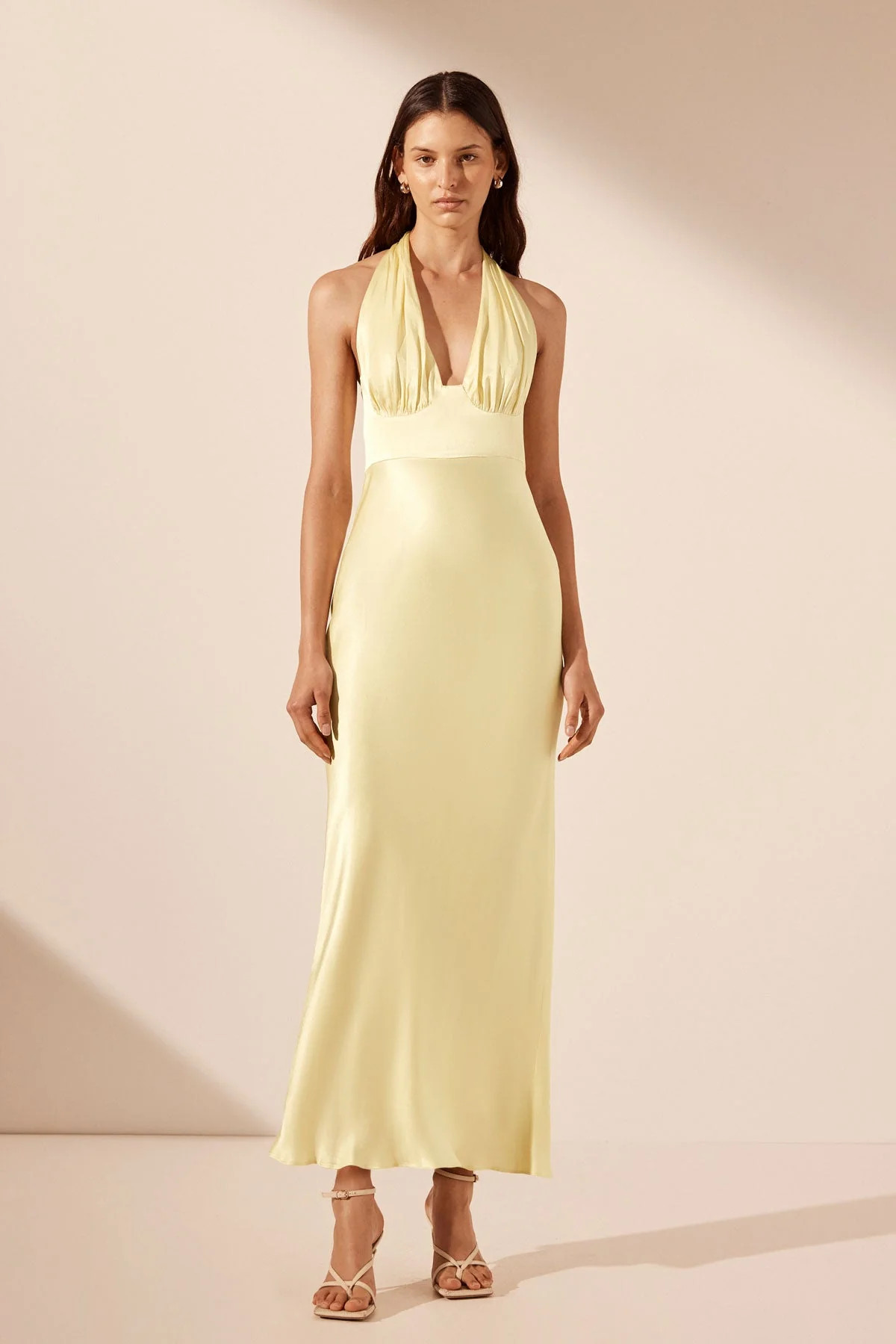La Lune Plunged Halter Midi Dress | Lemon | Dresses | Shona Joy | Shona Joy