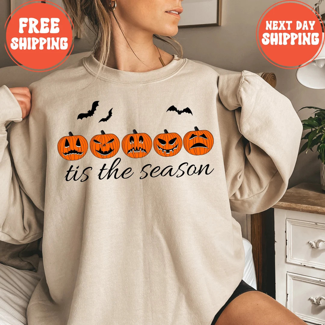 Tis the Season Halloween Sweatshirt Pumpkin Emotional - Etsy | Etsy (US)