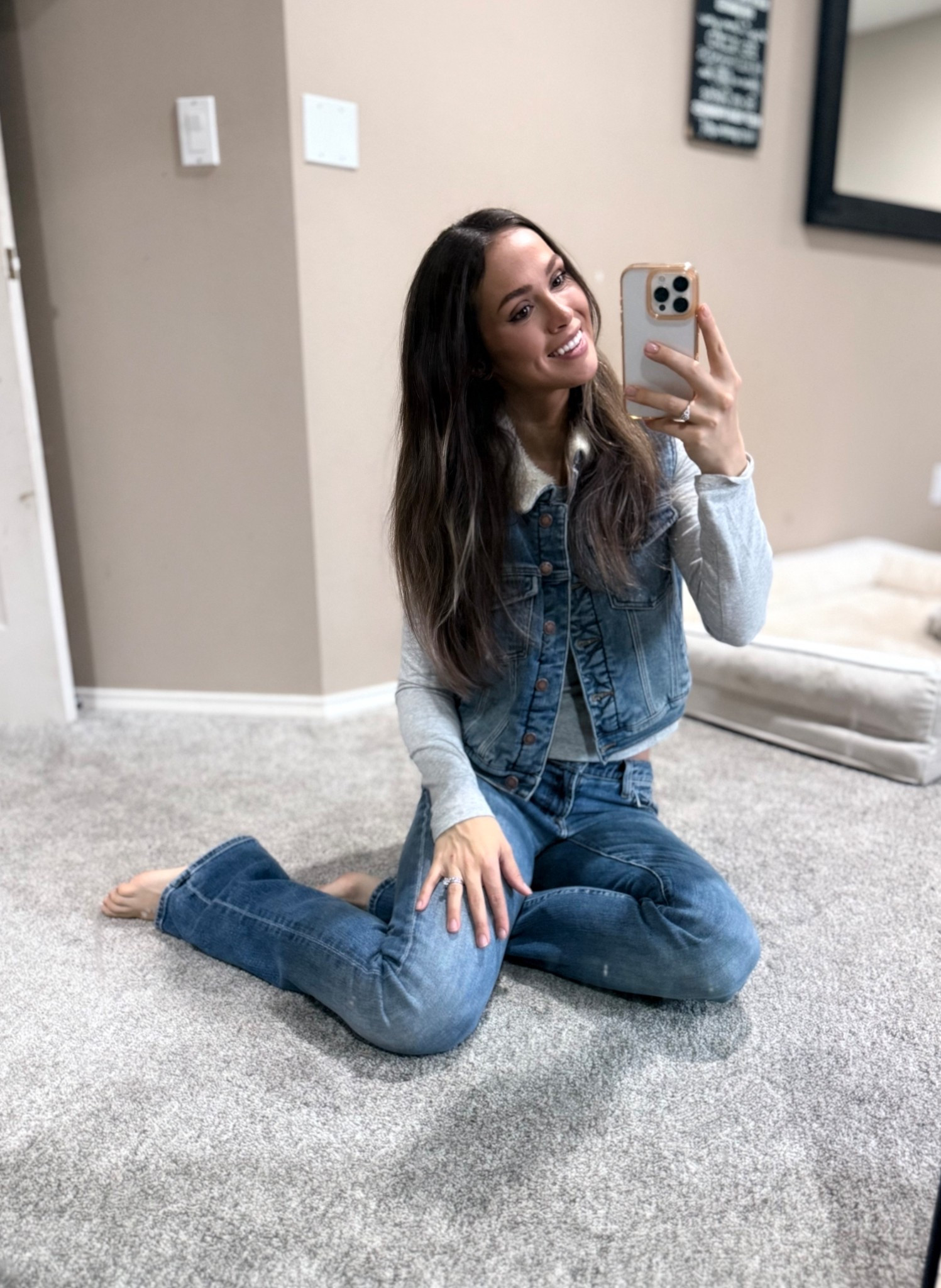 Denim style, denim loom. Wearing size 25 7 for mankind low rise bootcut and vest is Amazon and top is Amazon size small 

#LTKStyleTip #LTKFindsUnder50 #LTKootd