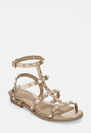 Rose Gold Dome Stud Gladiator Sandals | Missguided (US & CA)