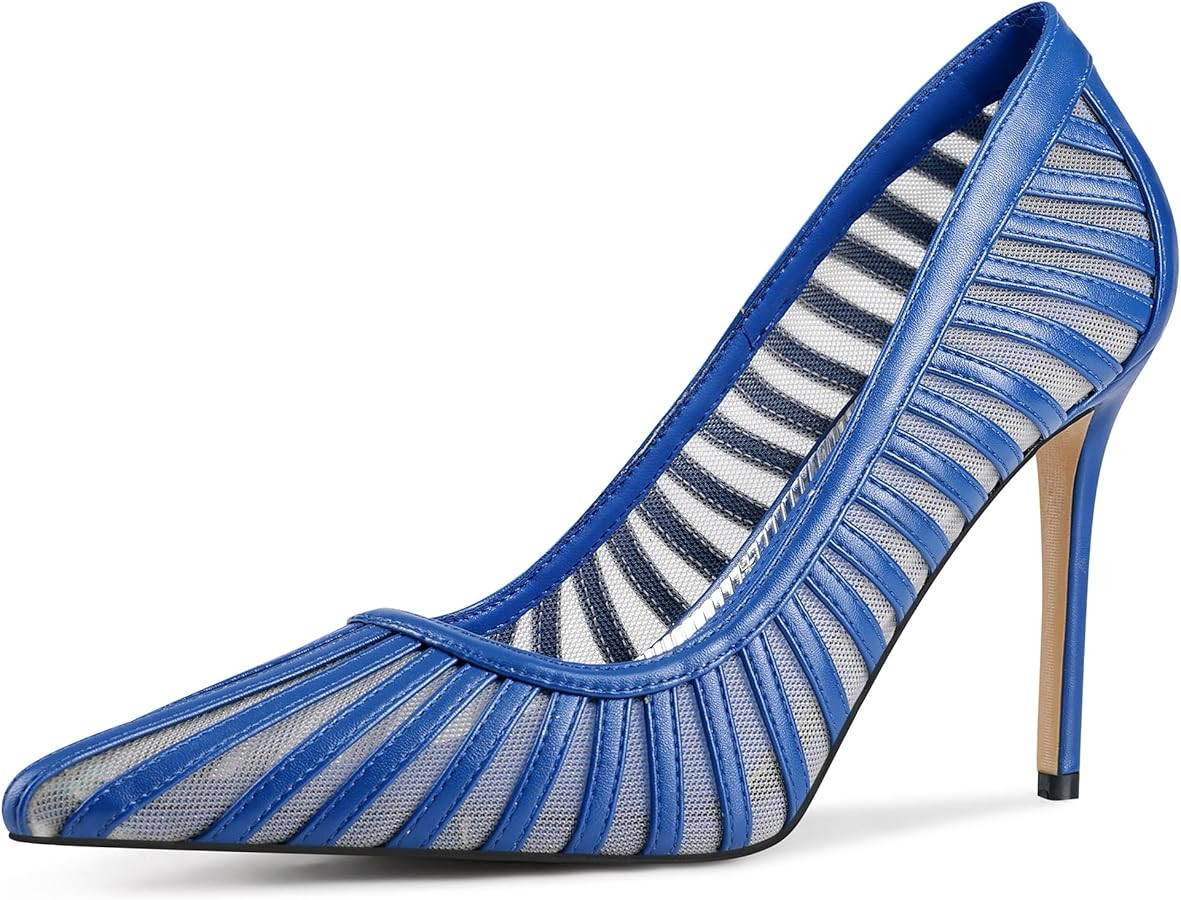 Women's Pumps Pointed Toe Heels Closed Toe Mesh Pumps High Stiletto Heels Dress Office Work Shoes... | Amazon (US)
