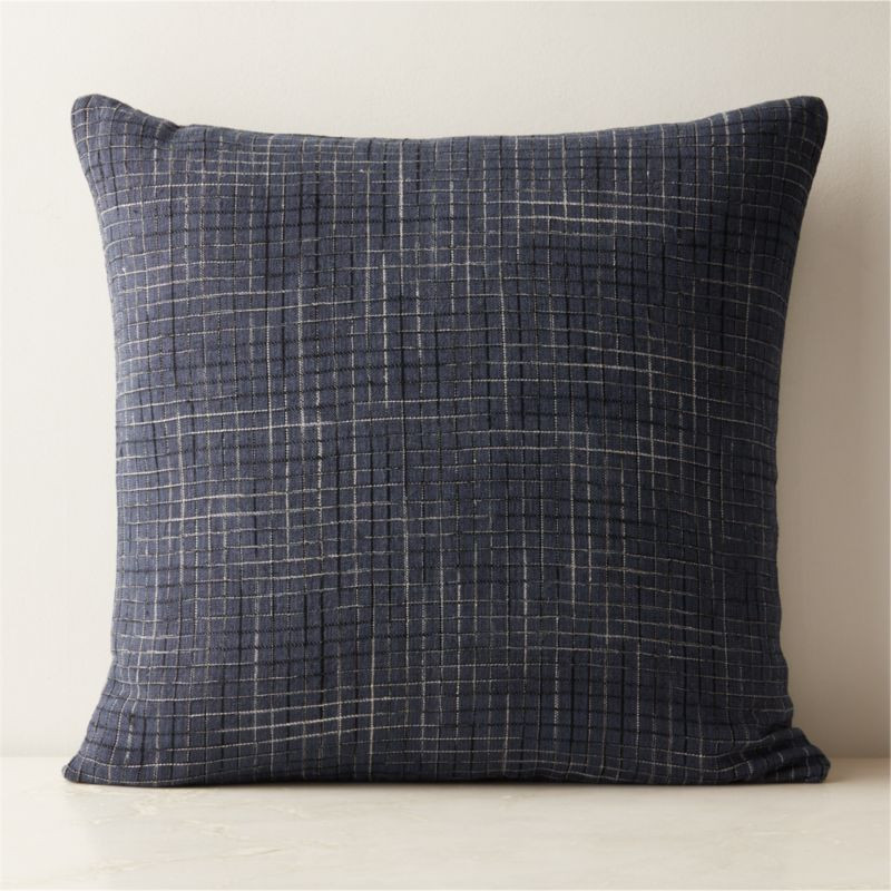 Tal Navy Blue Linen Throw Pillow with Down-Alternative Insert 23" + Reviews | CB2 | CB2