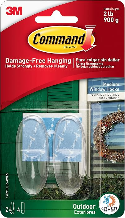 Command Outdoor Window Hooks, Medium, Clear, 2-Hooks (17091CLR-AWES) | Amazon (CA)