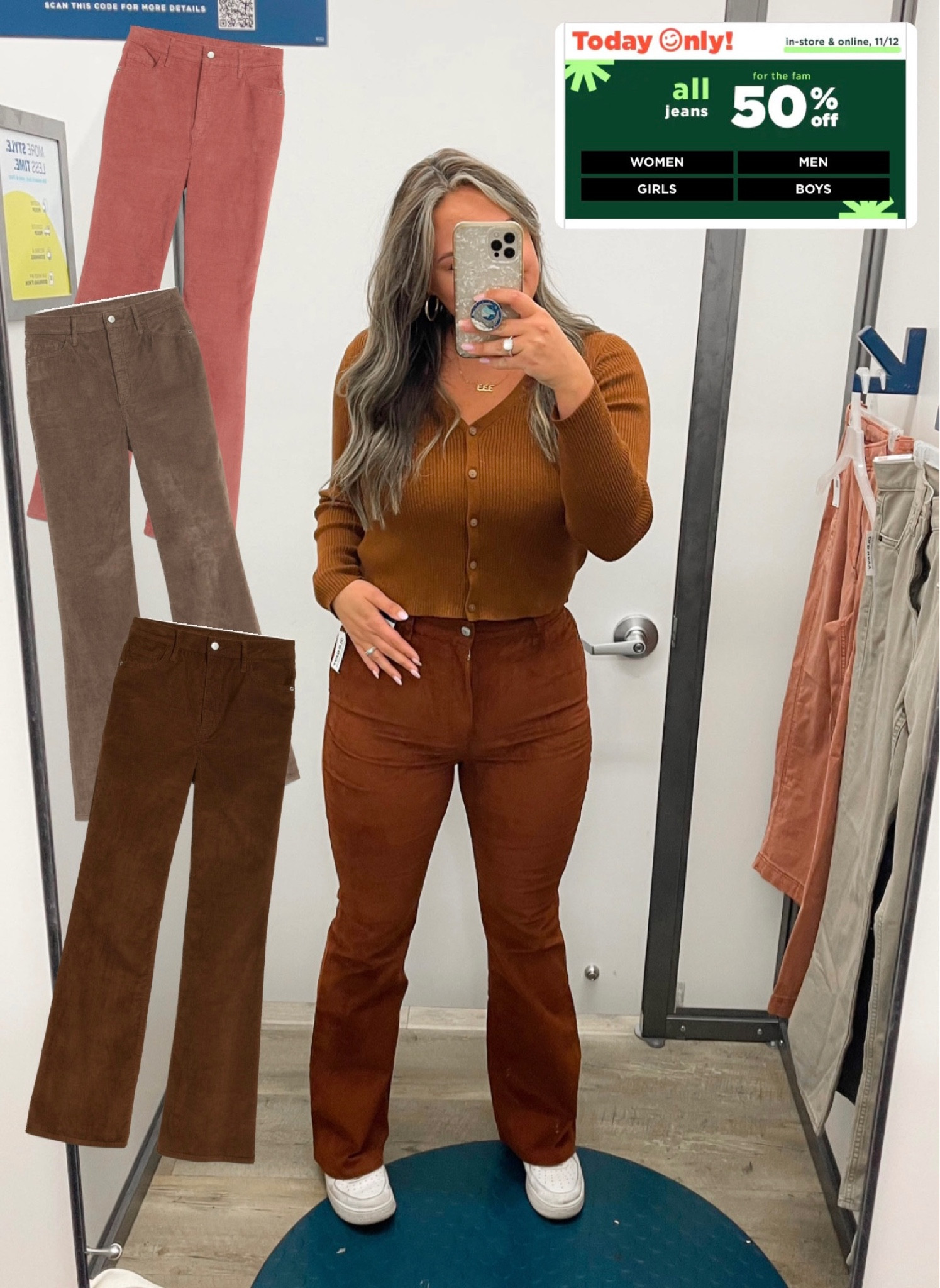 50% jeans today ONLY at Old Navy! Found these super cute high waisted corduroy flares & couldn’t pass them up! Sucked me in in all the right places— thinking about wearing them for Thanksgiving! 🦃 (I got a size 12 regular - I’m 5’9” for reference. But they also have petite length and tall length!) 

Thanksgiving outfit, outfit inspo, fall style, corded pants, on sale, monochromatic, neutral fashion 

#LTKsalealert #LTKSeasonal #LTKstyletip