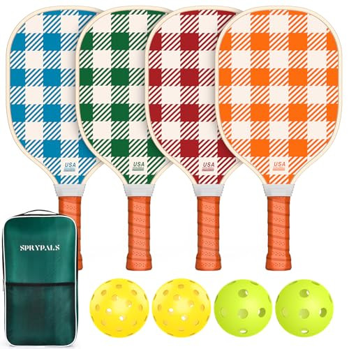 Pickleball Paddles,USAPA Approved Cute Pickleball Paddles Set of 4 with 4 Balls & 1 Pickleball Bag,Pickleball Racket with Ergonomic Cushion Grip Pickle Ball Set for Beginner Pros Women Men Great Gifts | Amazon (US)