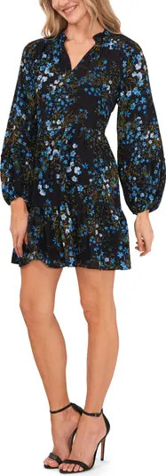 Floral Print Long Sleeve Babydoll Dress | Nordstrom
