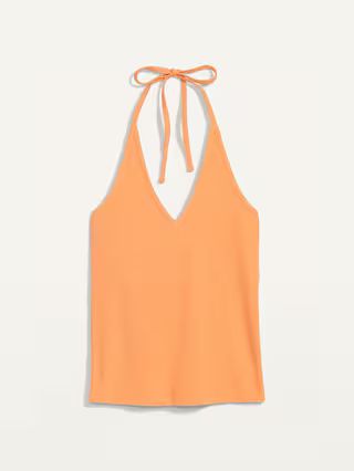 Fitted Halter Rib-Knit Tank Top for Women | Old Navy (US)