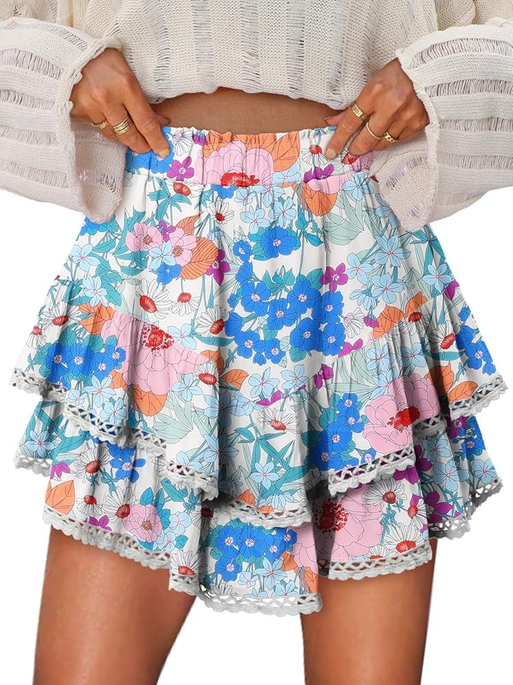onlypuff Flowy Shorts for Women Ruffle Skorts Mini Skirts High Waisted Teen Gilrs Tennis Skort Su... | Amazon (US)