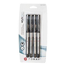 FORAY(R) Porous Point Pens, Fine Point, 0.5 mm, Silver Barrels, Black Ink, Pack Of 4 | Amazon (US)